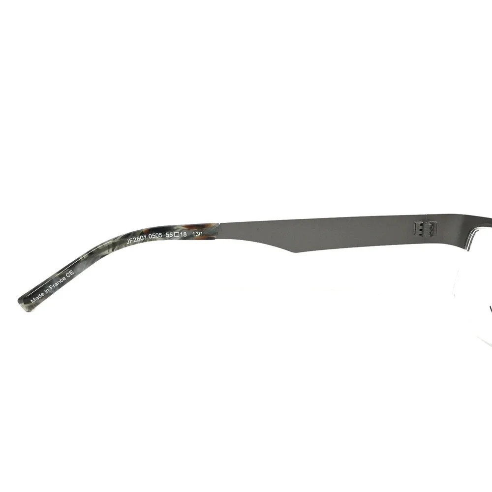 J.F. Rey Eyeglasses Frames JF2601 0505 Silver Ribbed Textured Half Rim 55-18-130